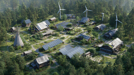 Fototapeta premium sustainable village energy supply
