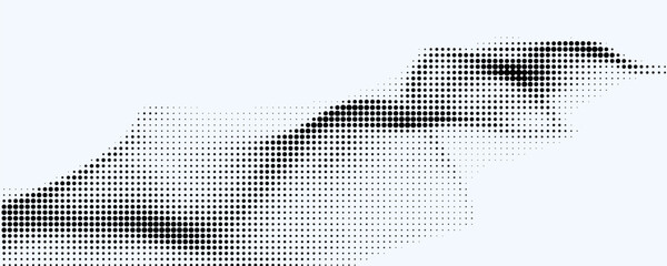 Dotted halftone waves. Abstract liquid shapes, wave effect dotted gradient texture waves isolated vector symbols set. Halftone graphic dots waves.