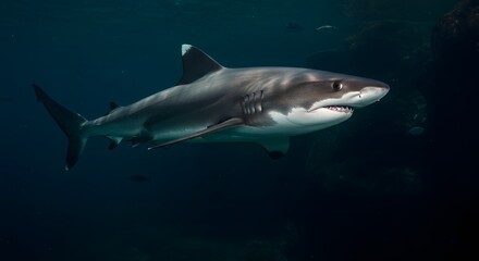 Obraz premium Majestic Shark Underwater A Stunning Close-Up Photograph
