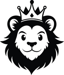 Silhouette of a cute lion head wearing a royal crown vector