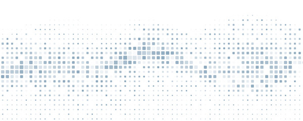 Abstract curved dotted line by squares with halftone effect. Vector graphic pattern