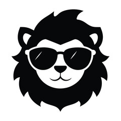 lion head with sunglasses vector