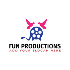 fun film production logo design vector