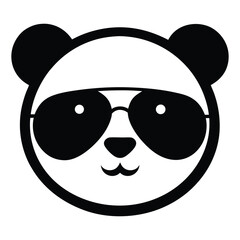 Cute panda head with sunglasses vector 
