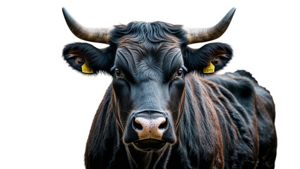 Naklejka premium Bovinae Snout Close-Up Of Black Working Animal