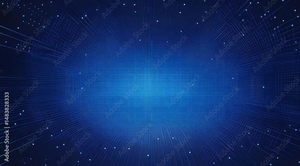 Poster 青色のデジタル抽象的背景 仮想空間における未来的なテクノロジーネットワーク データグリッドと接続パターンを示す情報化時代のデザイン
