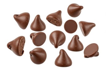 Obraz premium Pile of chocolate chips isolated on a transparent background