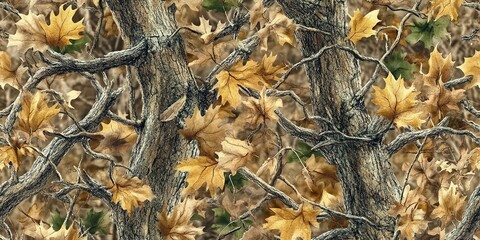 Fallen Leaves and Twisted Branches in Autumn