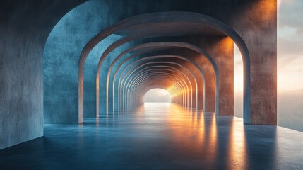 Digital architectural render, car podium space, empty concrete floor, abstract backdrop