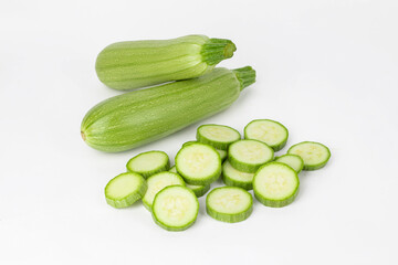 Fresh Green Zucchini Isolated on White Background	
