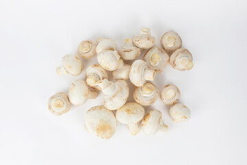 mushrooms on white background, packaged mushrooms