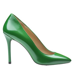 Obraz premium elegant high heel leather stilettos on white background