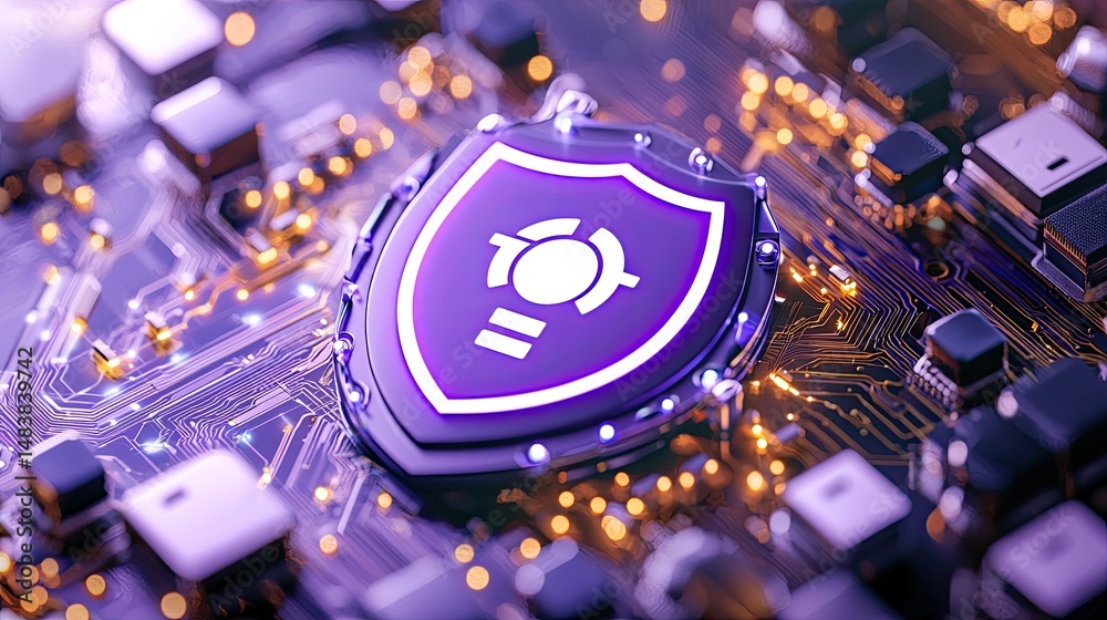 Aufkleber Digital Security Shield Protecting Circuit Board Data