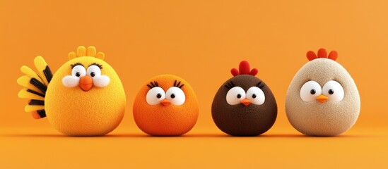 Obraz premium Adorable Fluffy Chicks Cartoon Illustration