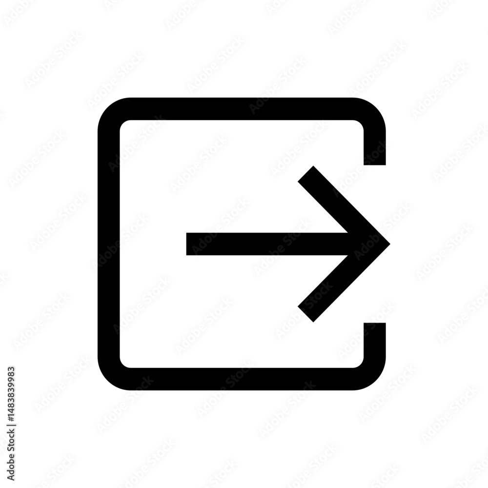 Poster square enclosure with an arrow pointing to the right indicating an exit or external link symbol icon