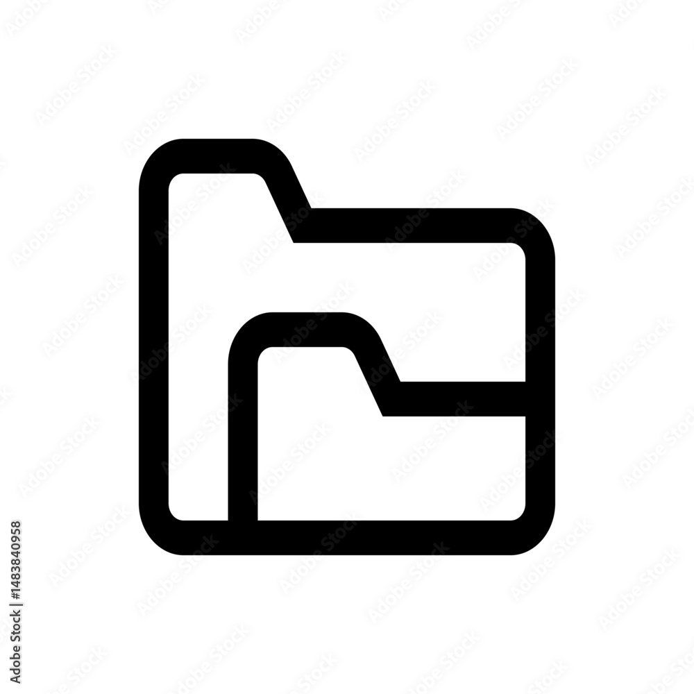 Poster outline illustration of a file folder icon with a simple design and rounded corners for data storage