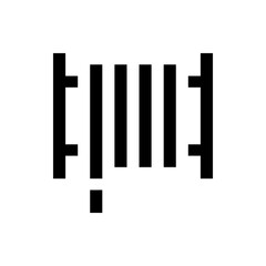 Illustration of a black abstract fence with vertical bars and horizontal supports on a white background