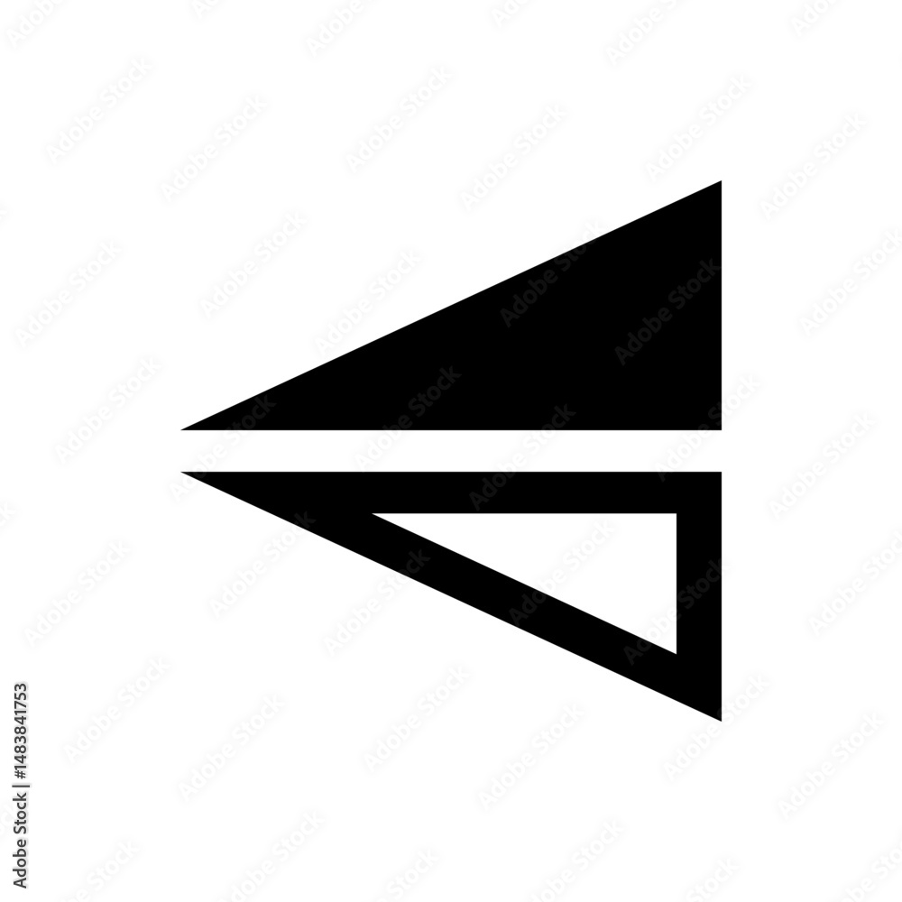 Poster black and white image featuring two triangles separated by a horizontal line in a minimalist style d