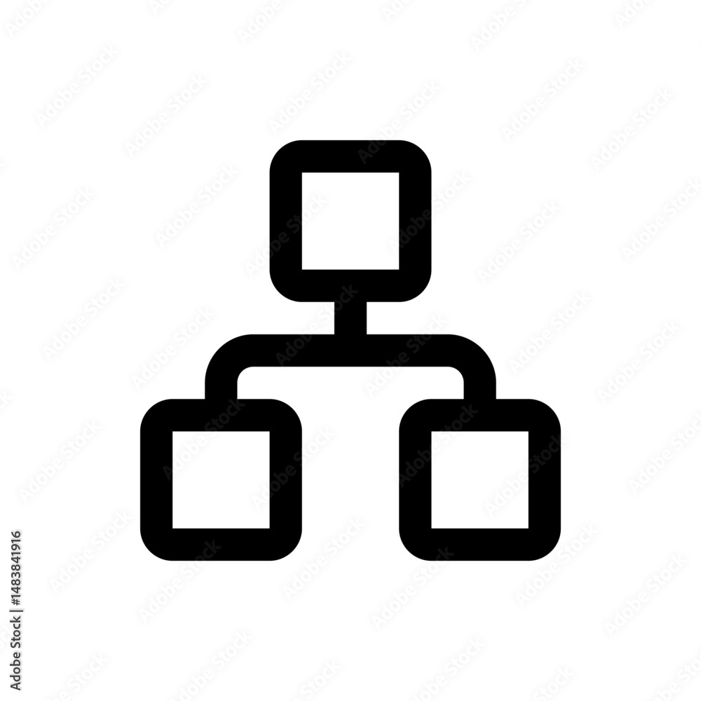Poster simple diagram icon with a top square connected to two bottom squares in a tree like structure desig