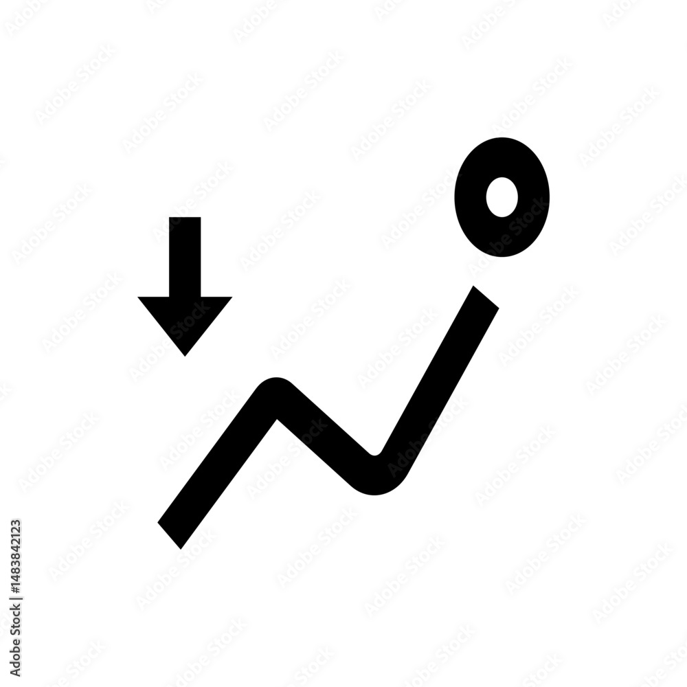 Poster diagram showing a wavy line going up towards a circle with a dot inside and an arrow pointing down