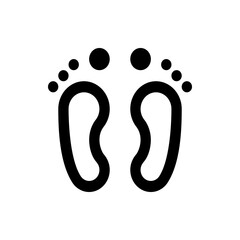 Illustration of two baby footprints with rounded toes and heel in black color on a white background