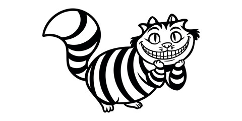 Cartoon cat with a grin on a transparent background
