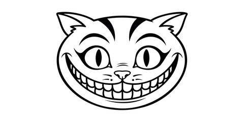 Cartoon cat with a grin on a transparent background

