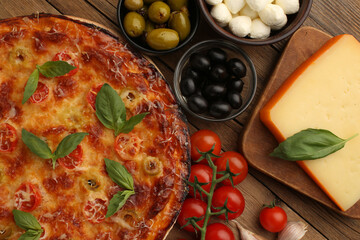 Delicious Pepperoni Pizza Slice Being Lifted From Wooden Board