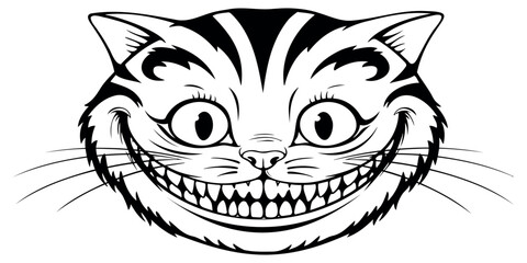 Cartoon cat with a grin on a transparent background
