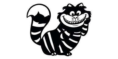 Cartoon cat with a grin on a transparent background
