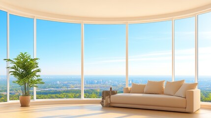 Obraz premium Stunning City View Luxury Apartment Living Room Design