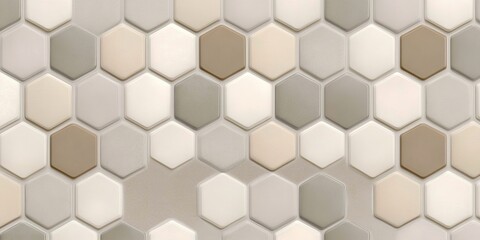 Naklejka premium Hexagonal Tiled Surface in Neutral Colors
