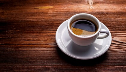 Obraz premium cup of black coffee espresso on a wooden table background