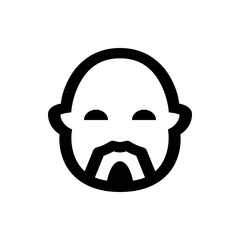 Illustration of a bald man with a beard and mustache in black and white simple vector graphic style