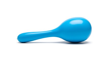 Blue Maraca in isolation: A vibrant, single blue maraca. Its smooth curves and brilliant hue evoke the lively rhythms of a tropical dance, capturing a moment of pure, playful sound.