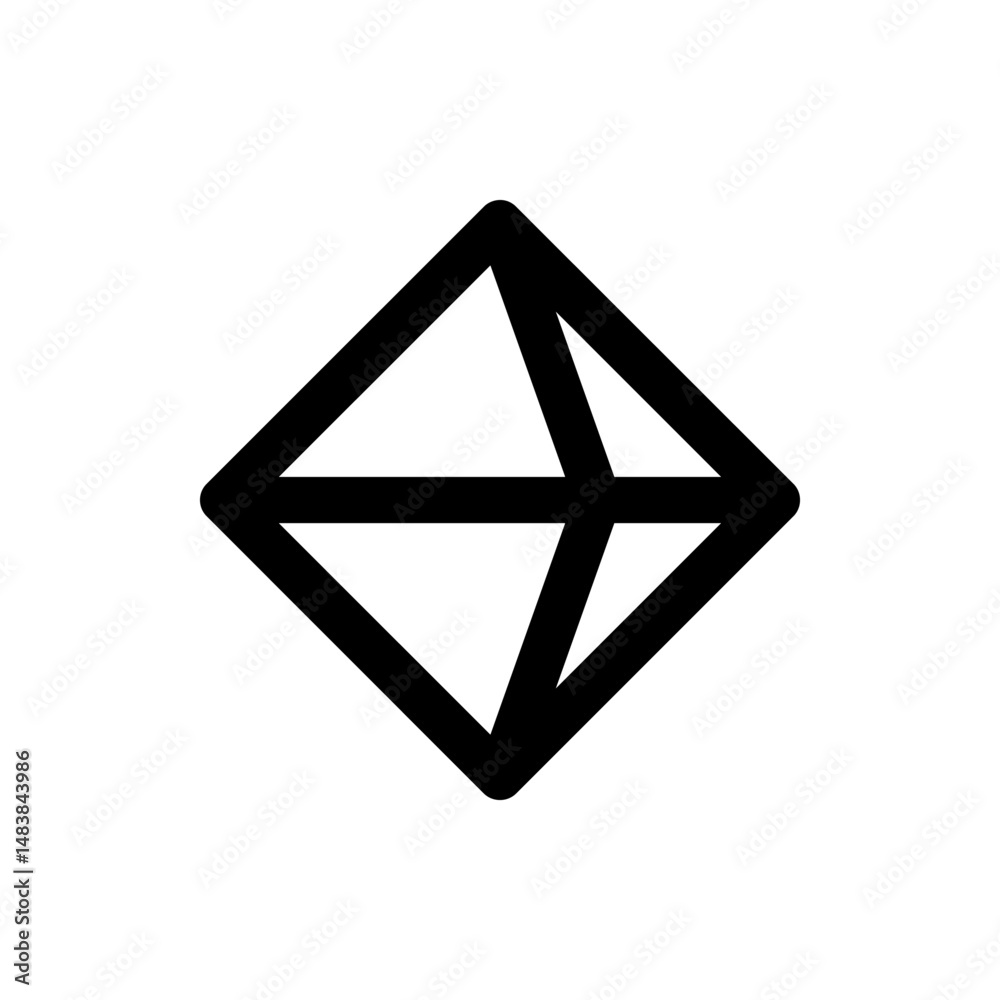 Poster abstract diamond shape with intersecting lines creating triangular sections in black and white desig