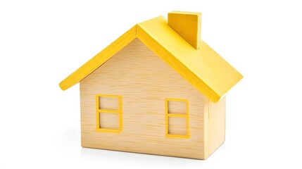 Cute Yellow Wooden House Model Home Toy Miniature