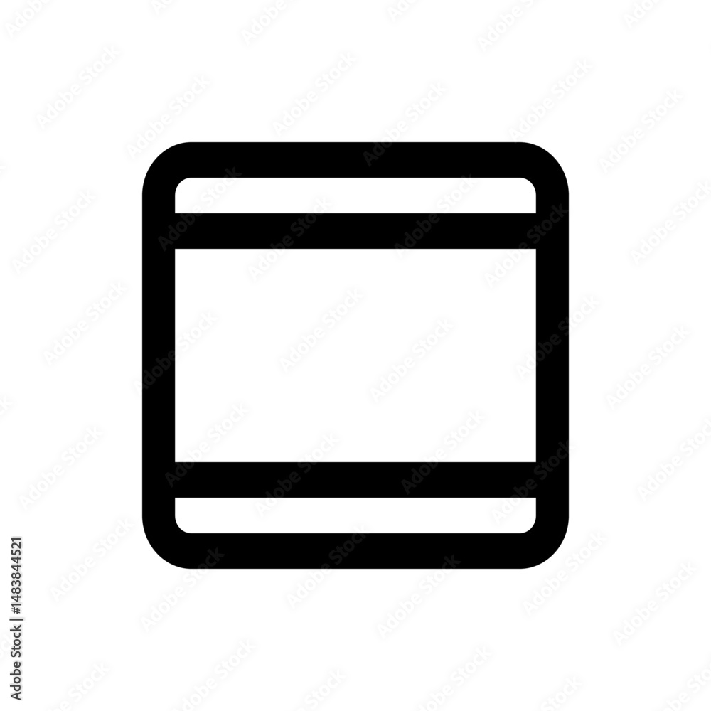Poster a simple square icon with rounded corners and two horizontal lines inside the square shape design el