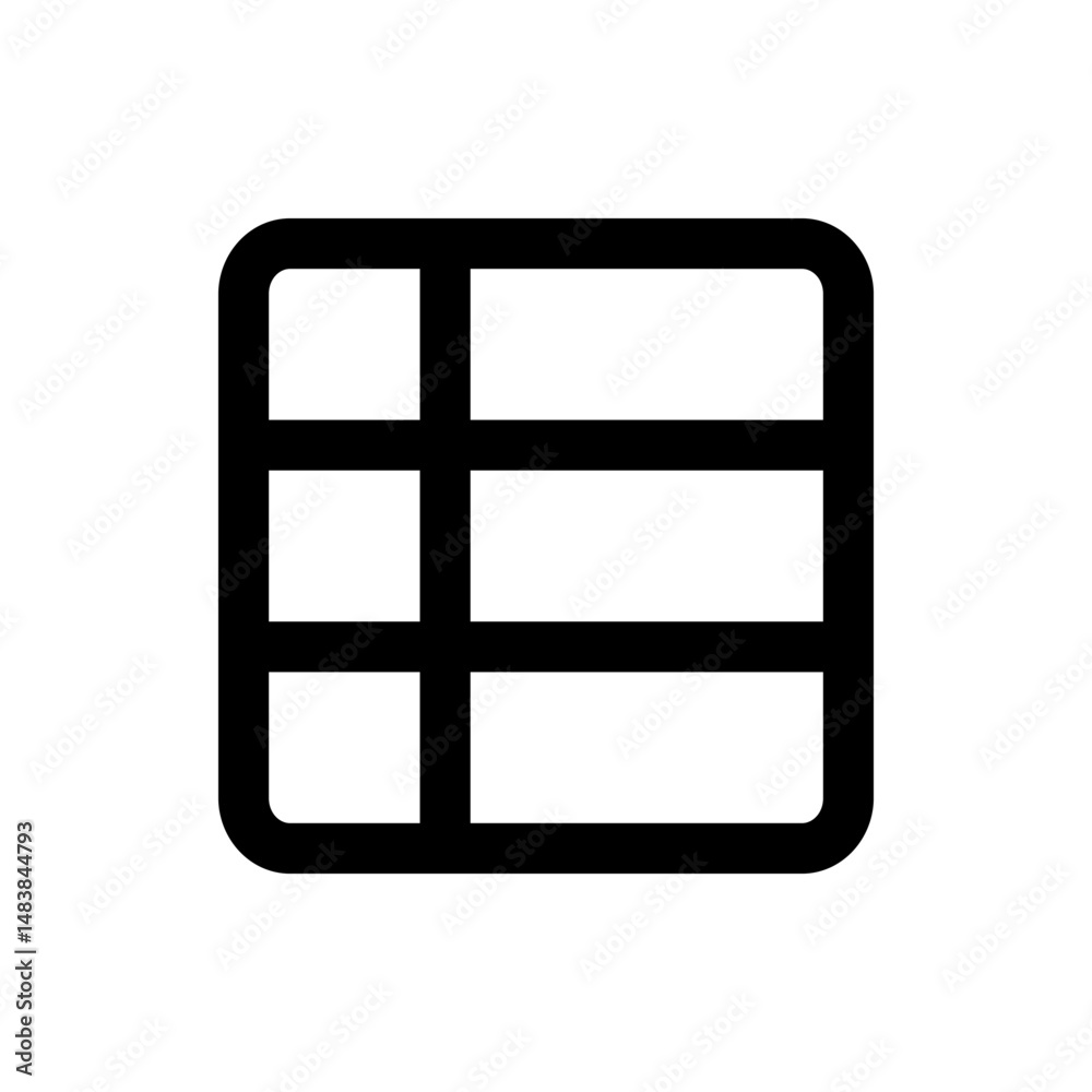 Poster illustration of a rounded square grid with three horizontal and two vertical lines forming a table l