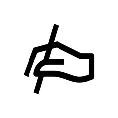 Illustration of a hand holding a writing utensil, depicted with bold black lines on a white background image