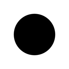 A simple graphic representation featuring a solid black circle centered on a plain white background space here