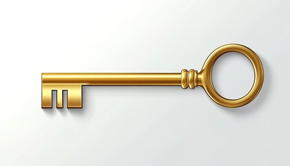 Golden Key on a Light Background