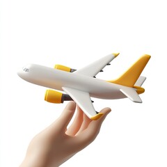 A hand holds a miniature airplane
