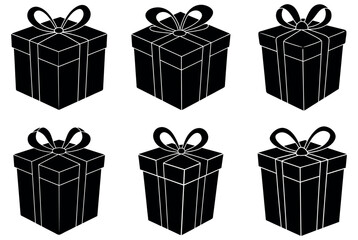 A colorful icon set of xmas gift boxes with ribbon and bow, perfect surprise presents for holiday celebration