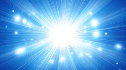 Bright blue light burst, glowing rays, shining star.