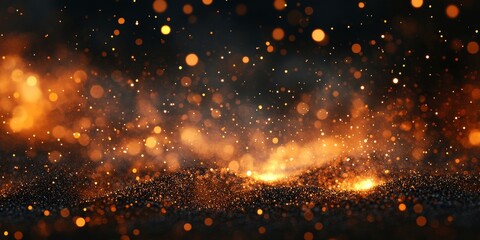 Fototapeta premium Halloween Witch . Fire embers particles over black background. Fire sparks background. Abstract dark glitter fire particles lights