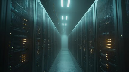 Mysterious Server Room: A Digital Heartbeat in the Dark
