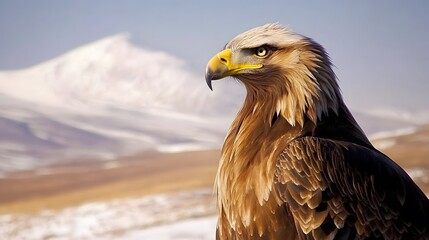 Majestic Golden Eagle Perched Mountain Landscape
