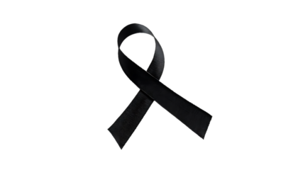 A Symbol of Grief and Remembrance Black Ribbon Representing Mourning Loss and Solidarity The Weight of Sorrow Visible Reminder of Remembrance.  Transparent background