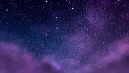 Naklejka premium Starry Night Sky with Purple Clouds